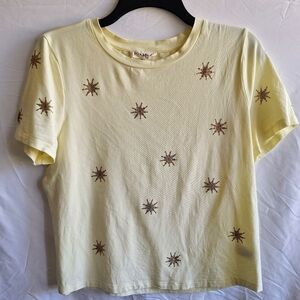 Jeweled Sunshine Short-Sleeve Crop Tee - Light Yellow
